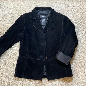 Black Suede Leather Blazer